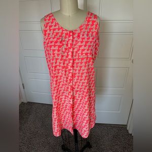Neon Pink Heart Valentine’s Dress Sleeveless Button Up